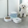 Automatischer Hunde Katzen Futterautomat Wasserspender Futterspender 2 Haustierfutternäpfe für Hund Welpe Kätzchen Grün und Grau