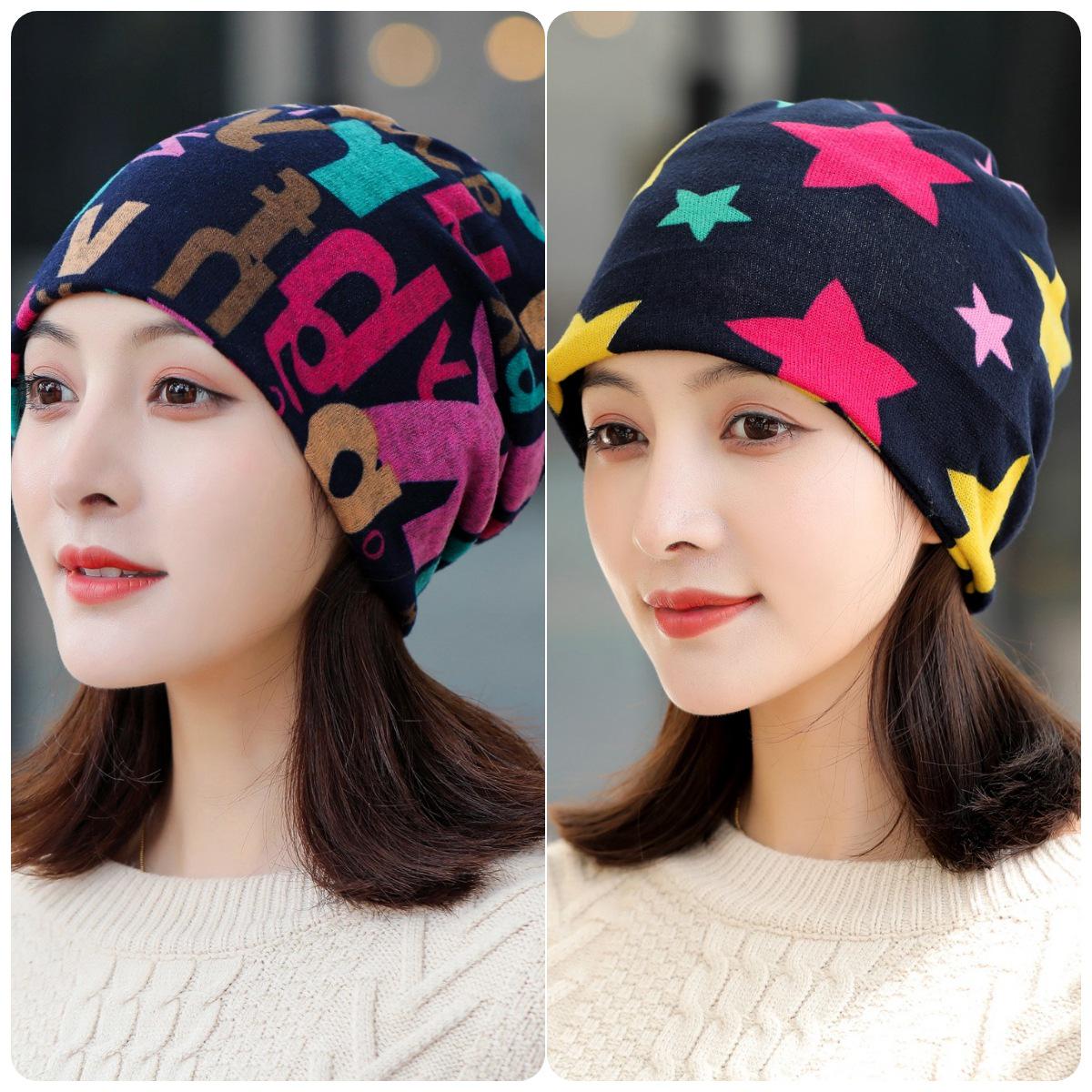 

Универсальные корейские женские шапки на осень/зиму: Головной платок, баотоу, пуловер, шейный платок, принт, ворс и защитные уши