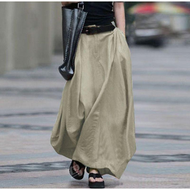 Autumn Casual Long Skirt Women's plus Size A- line Skirt High Waist Slimming Dancing Long Swing Skirt
