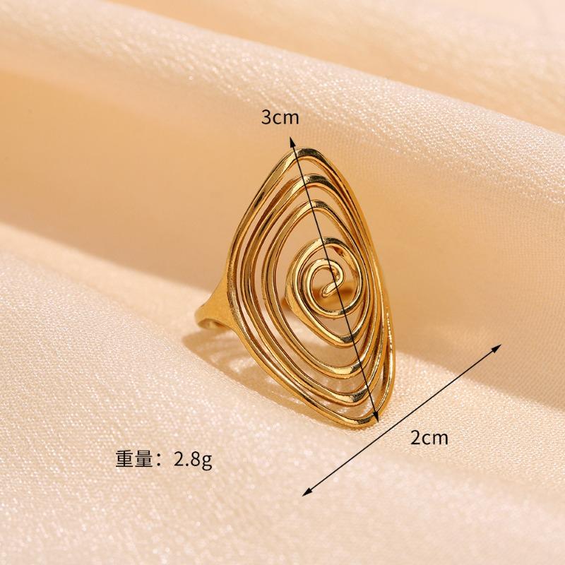 Stainless steel ring - open band - vintage geometric line design - oil pressed titanium steel
