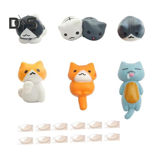 

Мини-статуэтки кошек, украшение для приборной панели автомобиля, набор для декора с наклейками на заднюю часть, забавные украшения для зеркала заднего вида автомобиля, фигурки котят 6pcs