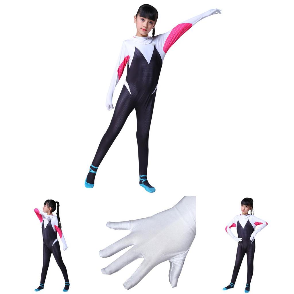 Vibrant Spider-man Into The Spider-verse Gwen Stacy Kids Costume Jumpsuit For Playful Adventures