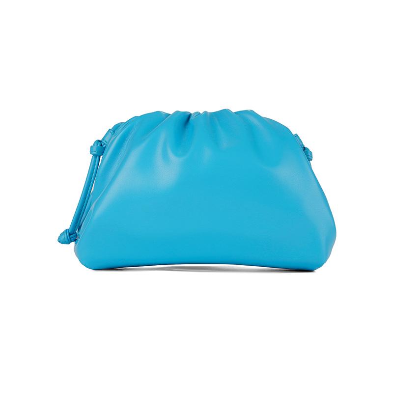 Women's 2024 Soft Leather Pleated Handbag - Evening, Shoulder, and Messenger Bag with Solid Color Texture.