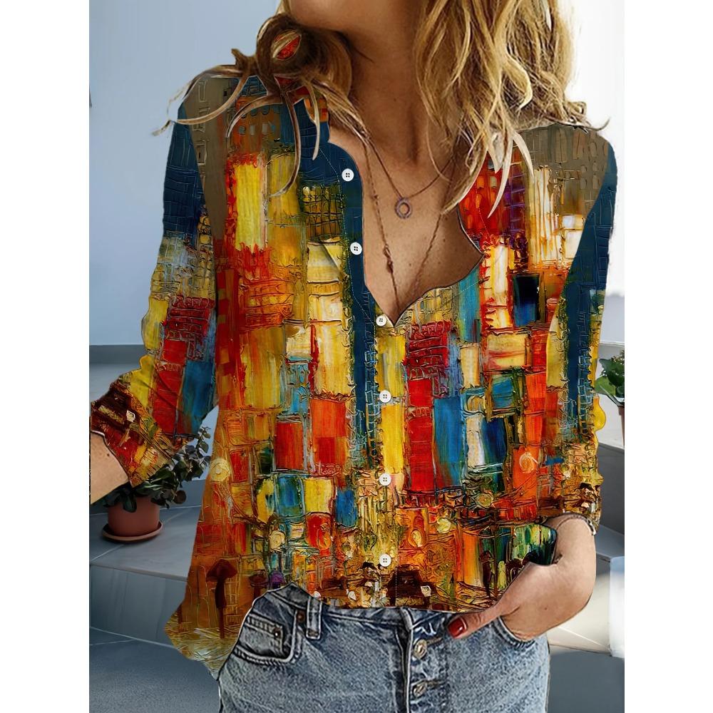 Women's Stitching Polka Dot Print Long Sleeve Shirt Spring and Autumn Fashion Casual Daily Wear Lapel Blouses Ladies Offce