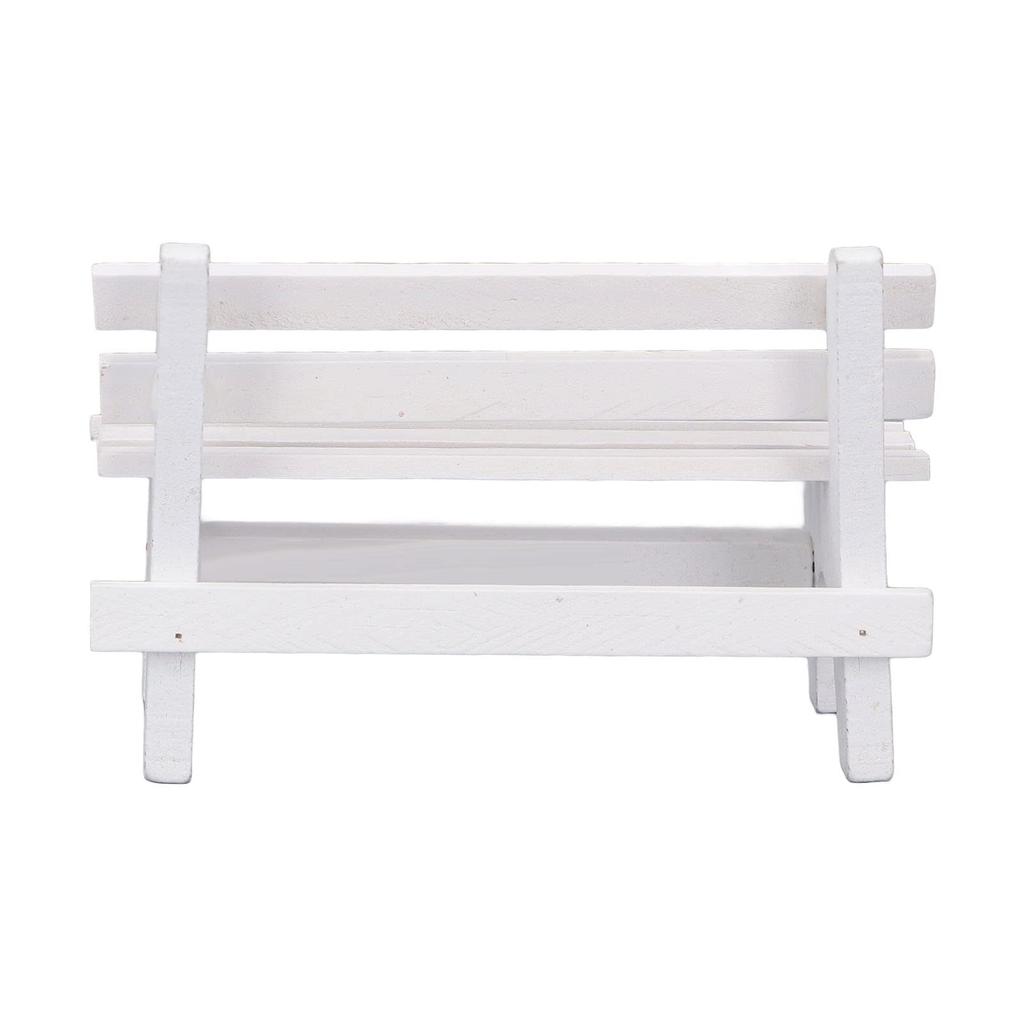 Scale Wooden Dollhouse Bench Miniature Garden Bench with Rounded Beautiful Decorative 112 Model, Corners, White,