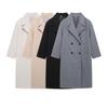 Kaslead New Arrival Women's Clothing Fashion Style Fashion Minimalist Elegant Decorated Row Button Lapel Long Woolen Coat