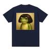 Funny Frog Face with Bob Haircut Meme T Shirt Men Women Fashion Humor Short Sleeve T-shirts Vintage 90s Casual Oversized T-sh...