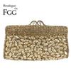 Boutique De FGG Women Gold Evening Bags and Clutches Wedding Rhinestone Handbags Bridal Party Minaudiere Box Clutch Purses Bag