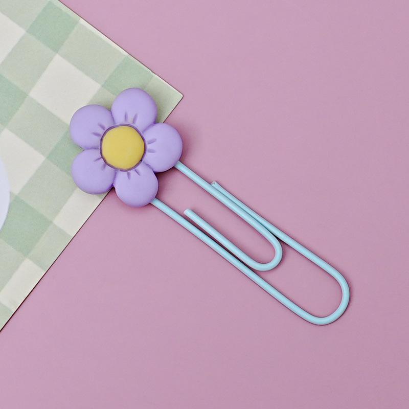 Ins-Style Cute Anime Flower Bookmark - PVC Paper Clip for Office Stationery