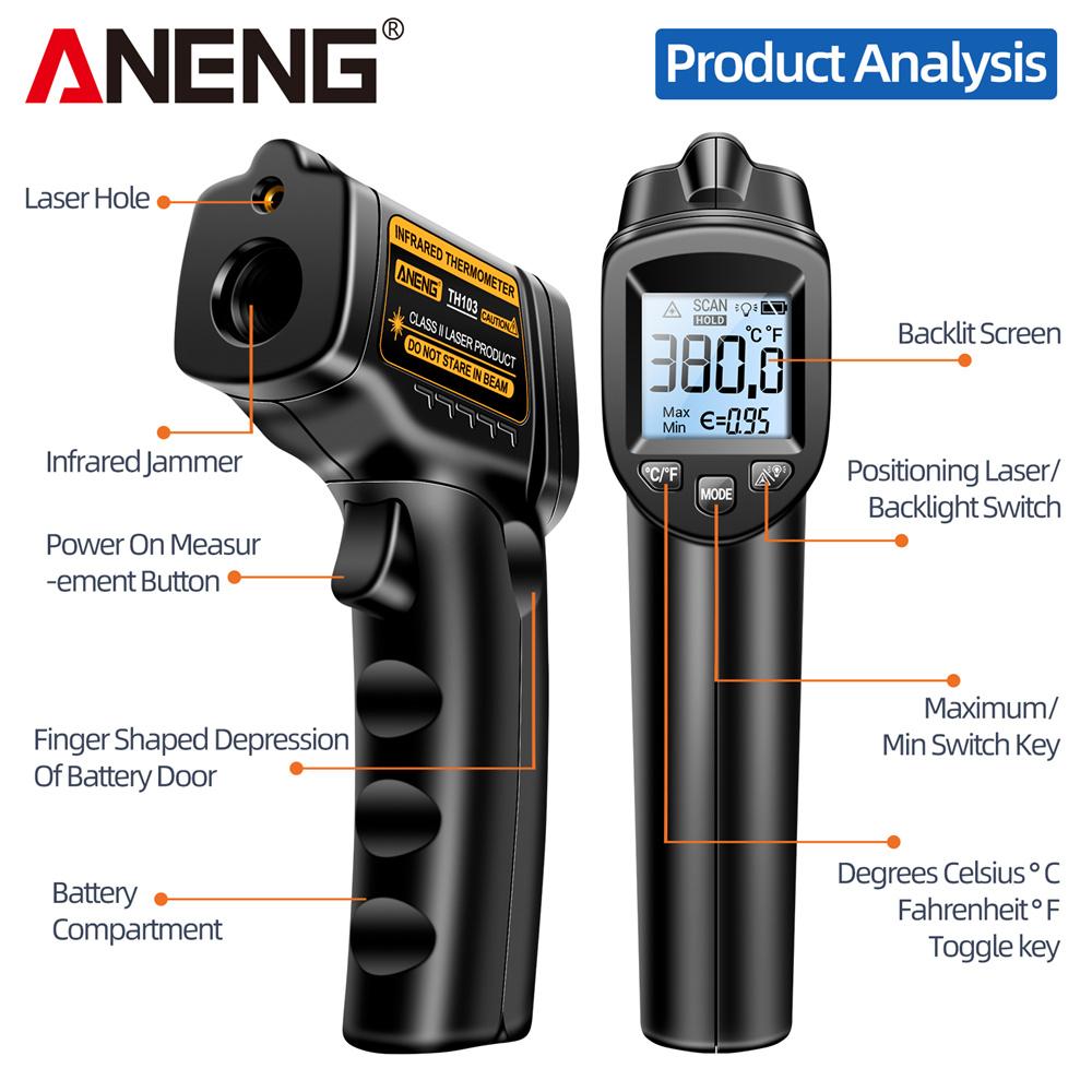 Gun ANENG TH103 Digital Display Screen Temperature Meter Non-contact ToolsInfrared Laser Thermometer Industrial Temparature