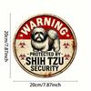 Vintage Funny Shih Tzu Dog Warning Tin Sign 8 Inch Round Metal Wall Decor for Home Bar Garage