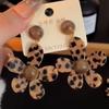 Korean Style Versatile Ombre Leopard Print Flower Stud Earrings - Exaggerated, Stunning Design for Women, No Piercing Needed