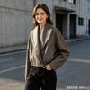 Jachetă Scurtă de Damă cu Guler Ridicat din Piele Ecologică, Croială Largă Casual, Mânecă Lungă, Jachetă Scurtă Cargo