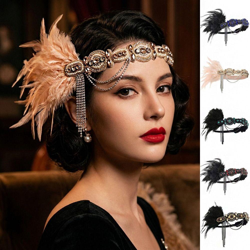 Vintage Cosplay Dress Headwear Fascinator Gatsby Headpiece Retro Masquerade Hair Band  Halloween