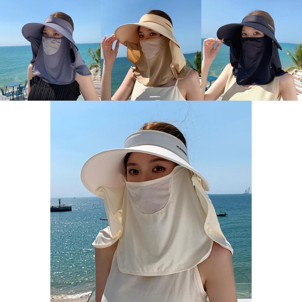 Summer Sun Protection Cap With Removable Shoulder Cover For Outdoor Activities