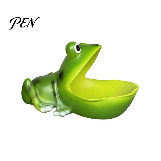Funny Desktop Storage Cartoon Frog Bowl, Resin Statue Key Holder, Unique Gift for Friends Decorative Organizer Entryway Living Room Animal Figurine