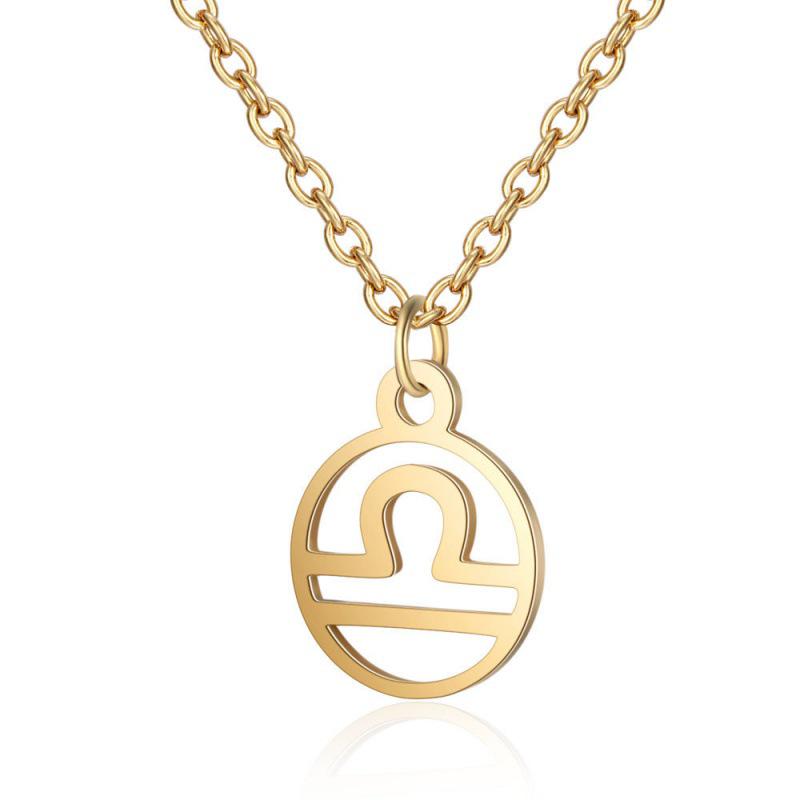 Stainless Steel Zodiac Pendant Necklace with Thin Chain