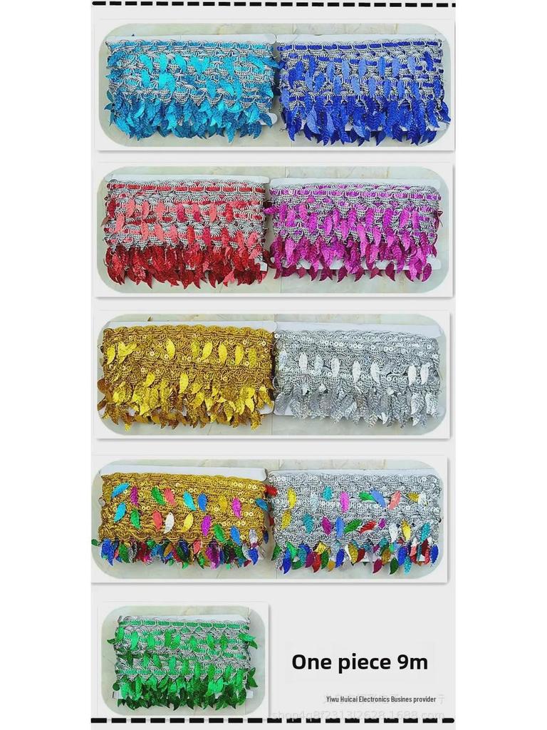 Pagoda Leaf Lace Tassel Trim - 9m: Decorative Fringe for Stage Dance Costumes