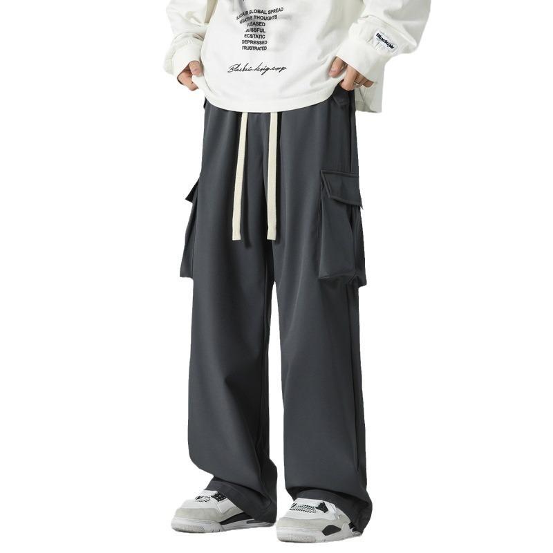 Men's simple drape paratrooper overalls men's big pockets casual trousers trendy fashion versatile pants