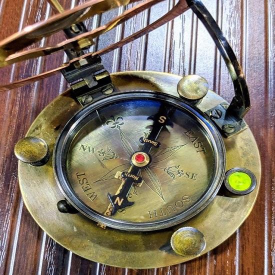 Cadou de colecție nautic alamă busolă cadran solar, busolă de botez gravată, de colecție, cadou unisex, cadou de botez