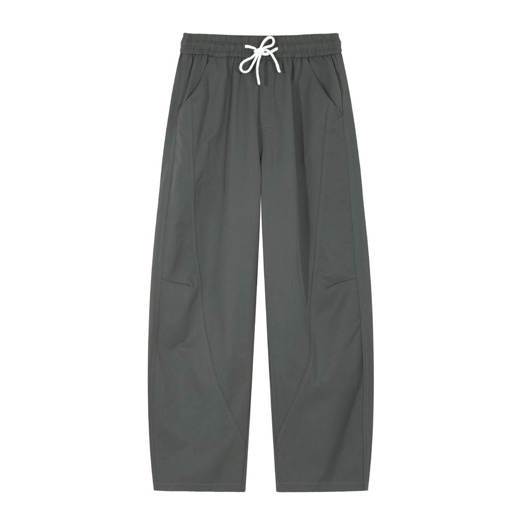 Minger | American trendy brand versatile splicing scimitar pants men's solid color simple loose wide-leg sports casual pants