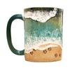 Yousheng Paw Print Ocean Shoreline Mug Ceramic Coffee Cup Handmade Waves Pattern Tea Mug 11oz/15oz Sea Foam Claw Drinking Mug Beach Souvenir Gift