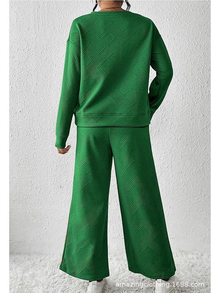 Autumn/Winter Solid Color Textured Casual Women's Loose Two-piece Suit Set