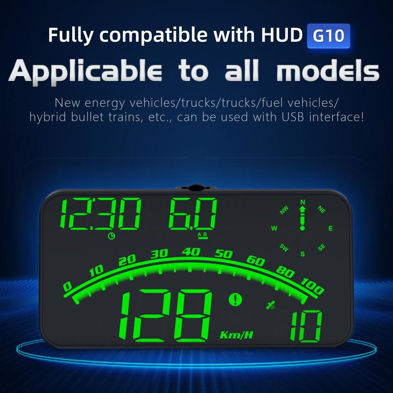 

G10 Hud Gps Head Up Дисплей Спидометр Светодиодный монитор превышения скорости Проектор на ветровое стекло с сигнализацией превышения скорости Цифровые часы green light