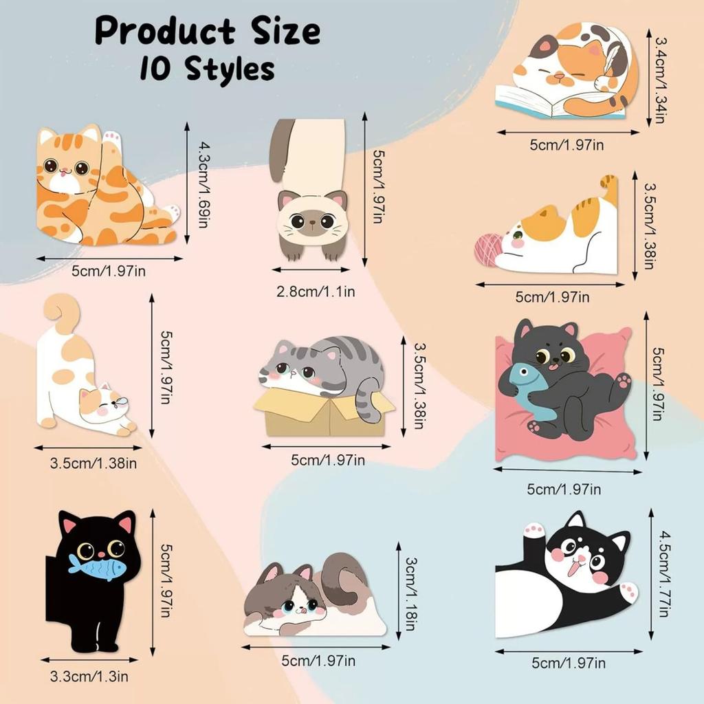 5/6/10pcs Cute Cat Cartoon Magnetic Bookmark Page Holder Fun Meow Bookmarks For Students Reading Book Magnetic Tags Decoration