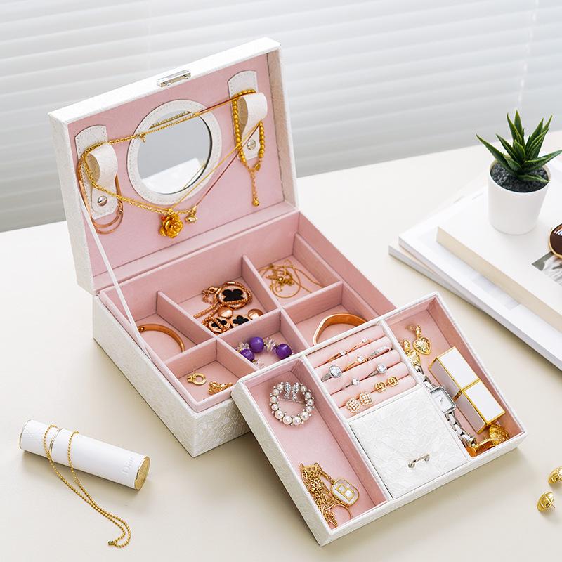 Exquisite High-End Floral Jewelry Box - Luxurious Ornament Storage for Birthday Gifts