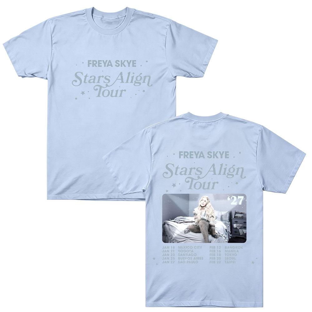 Freya Skye Stars Align Tour 2027 Cotton T Shirt Unisex Graphic Print Tee Casual Short Sleeve Music Concert Fan Merch Streetwear