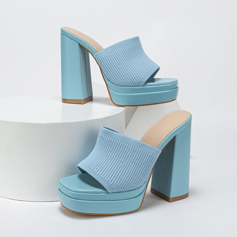 Fashion Women Shoes Summer Fashion Waterproof High Heels Open Toe Knitted Comfortable Shoes for Women High-heeled Sandals Wedding Shoes