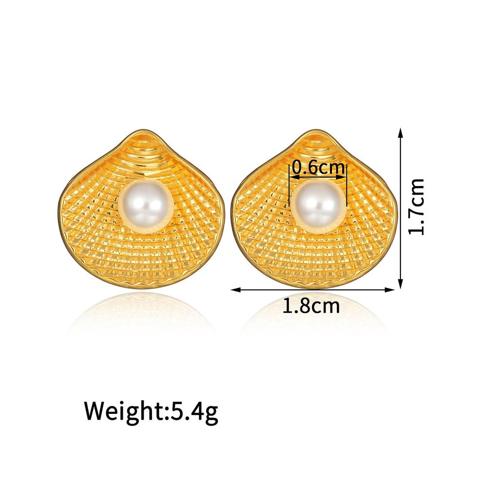 Anello Aperto INS Moda Acciaio Inossidabile Stella Marina Perla - Anello Dito Esagerato Placcato Oro 18K da Donna