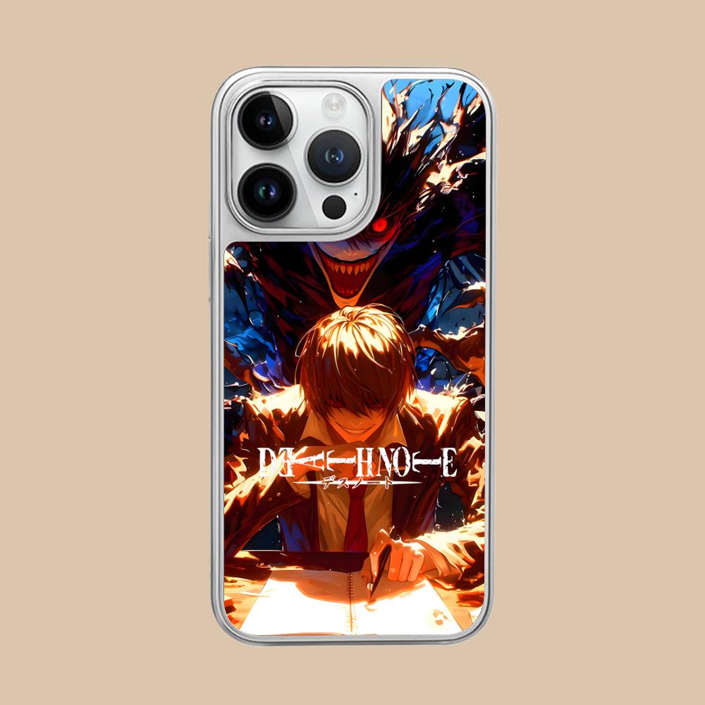 Death Note Kira Light Mobile Phone Case for iPhone 17 16 15 14 13 12 11 Air Pro Max Plus Silver Plating Colorful Cover Pretty