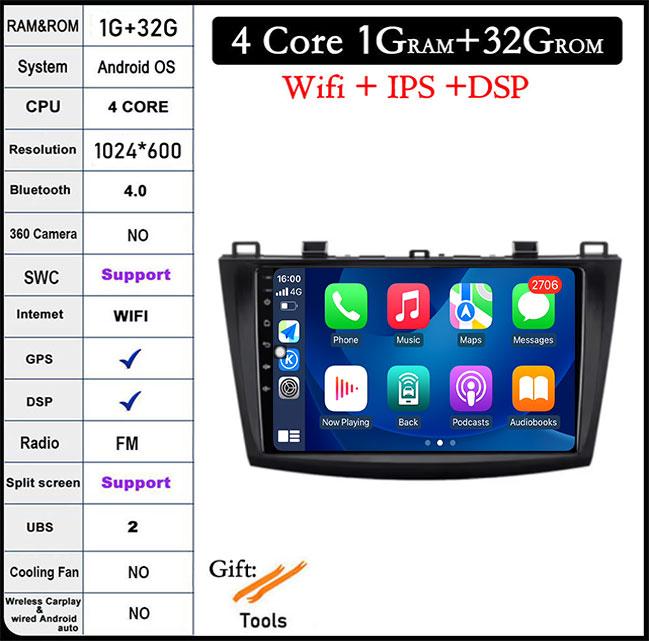 

Для Mazda 3 bk maxx axel 2010-2013 Android 14 Car Carplay Android Auto Video Radio GPS Navigation Multimedia Player 4G LTE