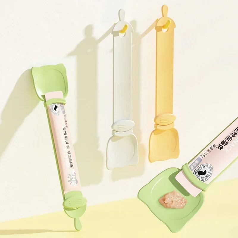 Cat Squeeze Feeder Spoon For Liquid Food Puree Strip Snack Dispenser Pet Feeding Tool Easy Use Supplies Churu Tube Helper