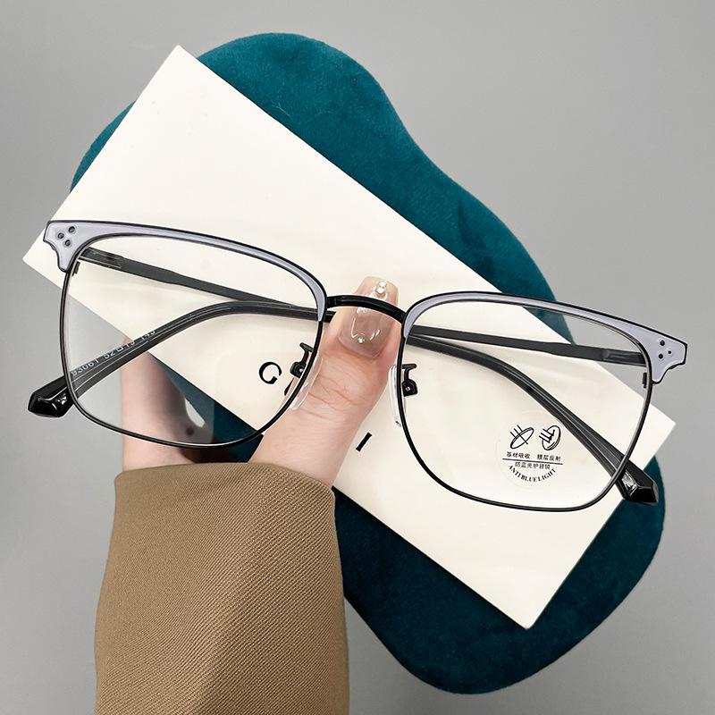 

Ультралегкие очки для бровей, мужские, с защитой от синего света, плоские очки в ретро-металлической оправе, мужские, простые чёрный