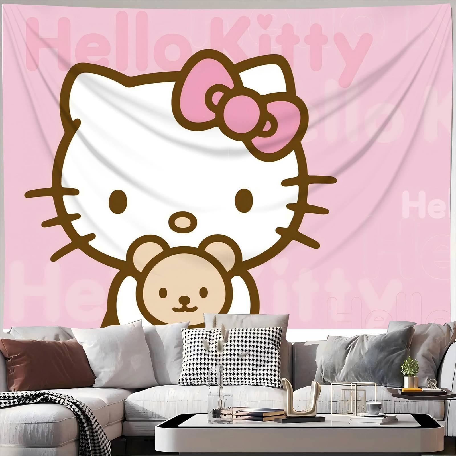 

Sanrio Hello Kitty Kawaii Tapestry Cute Anime Girl Fantasy Home Wall Decor 74x94cm(29x37in)