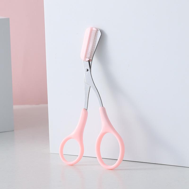 Pink Eyebrow Trimmer Set: Anti-Scratch Razor & Scissors for Beginners