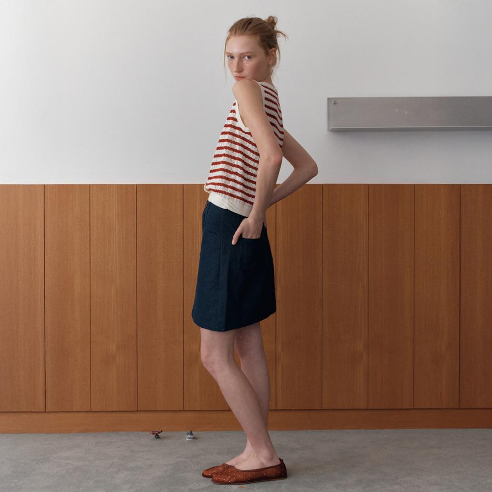 Elssibeui Cotton Mini Skirt_Indigo Blue