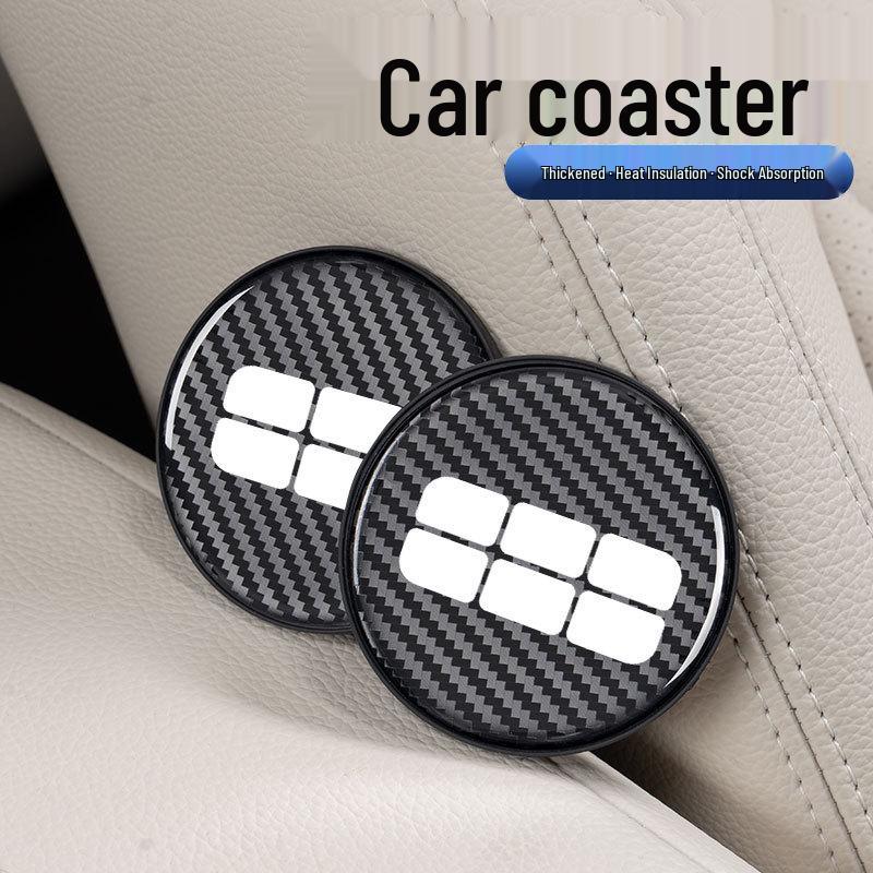 Compatible Geely Galaxy E5/L7/L6/E8/L9/L5/E6/E7 Carbon Fiber Texture Waterproof Cup Coaster