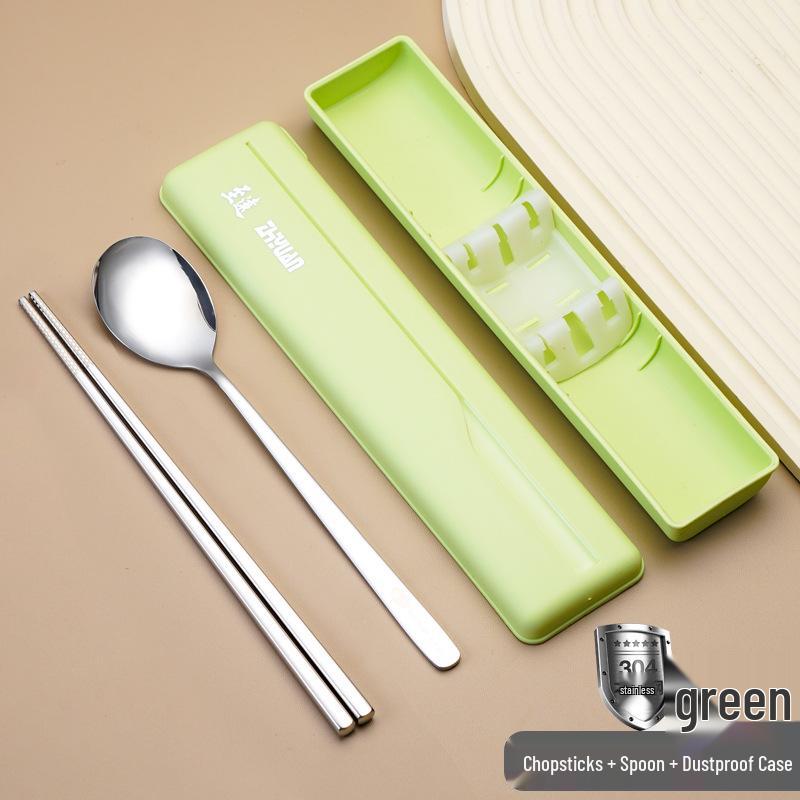 Korean Style Stainless Steel Portable Cutlery Set: Spoon, Fork & Chopsticks - Ideal for Students & Gifts