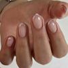 24Pcs French Tip Almond Press On Nails Solid Gradient Full Cover Acrylic False Nails Wearable Manicure Nail Art