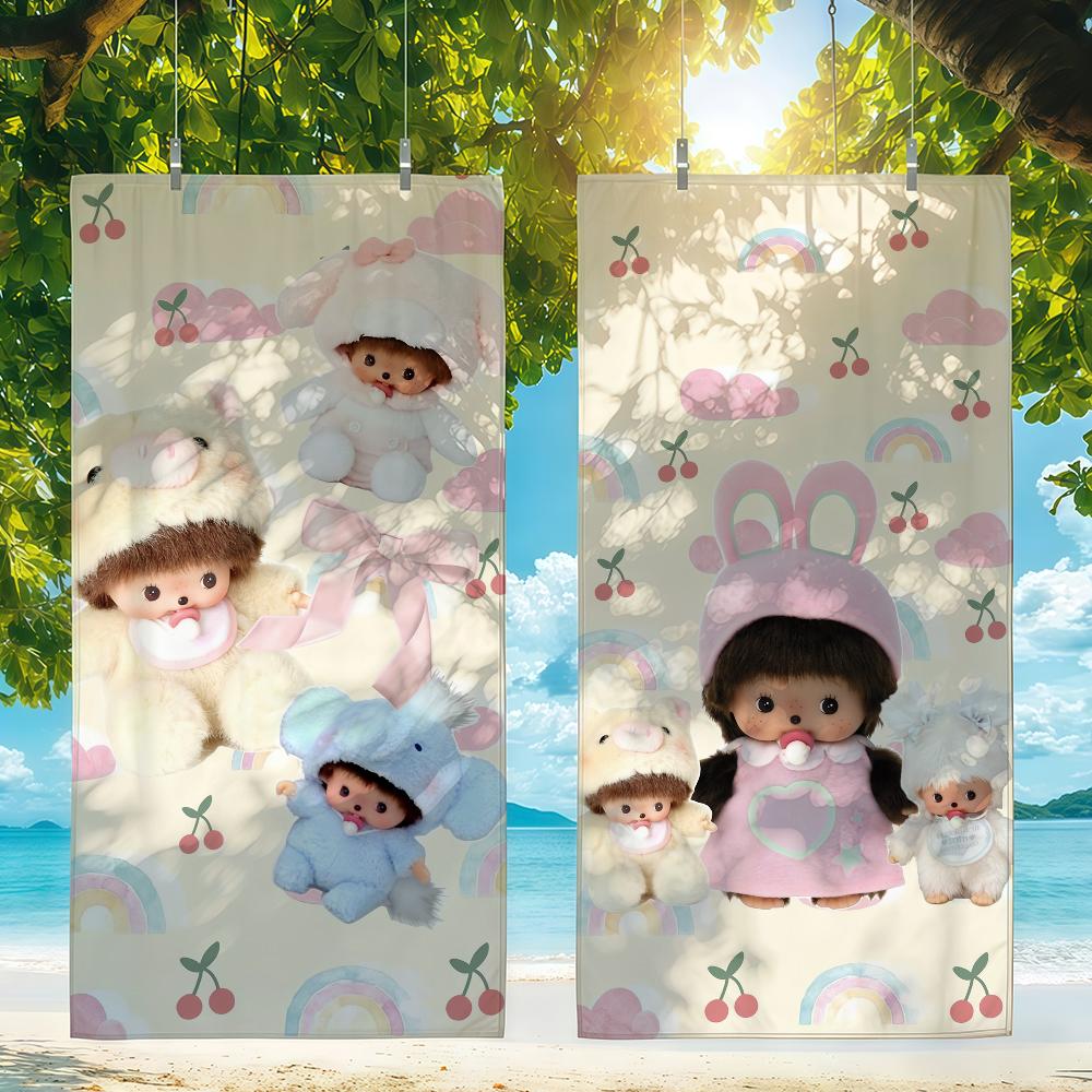 Cute Kawaii M-Monchhichi-S Towel For Swim Yoga Gym Quick Drying Soft and Skin-friendly Beach Towels All-Season