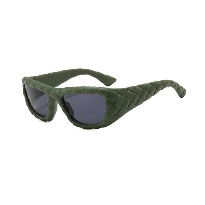 

Geometric Frame Retro Sunglasses With Woven Pattern Design For Summer Travel And Party Wear Style 2