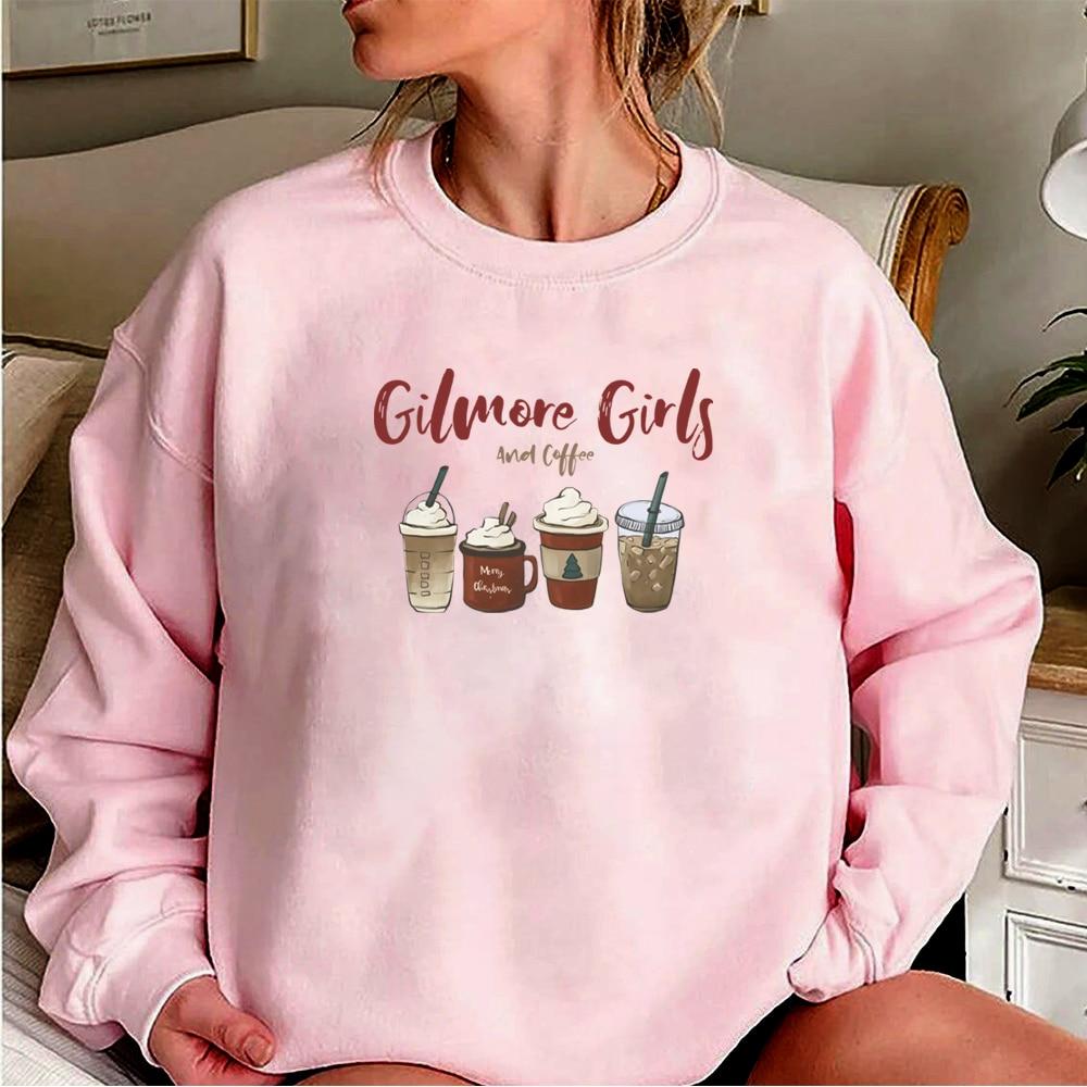 Lorelai Gilmore Girl Толстовка Gilmore Girls and Coffee Толстовка со звездами Полая рождественская кофейная толстовка с круглым вырезом Топ для рождественской вечеринки S розовый 1390₽