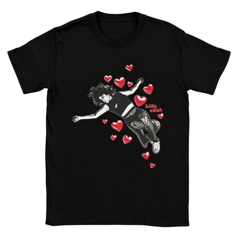 

Unisex Heart Graphic Billie Eilish TShirt Premium Cotton Crew Neck Short Sleeve RoUnisextic Retro Pop Music Casual Graphic Tee 4XL