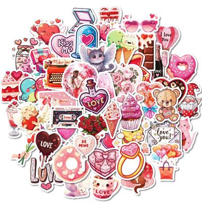 50 Images d'Adorables Autocollants Décoratifs Imperméables pour la Saint-Valentin DIY Valise Gobelet Réfrigérateur Appareil Photo Batterie de Charge