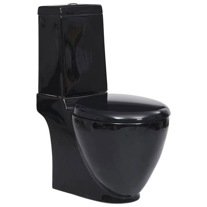 VidaXL Toilette en Céramique Ronde Ecoulement d'Eau au Fond WC Salle de Bain Maison Intérieur Mécanisme de Fermeture en 3059889
