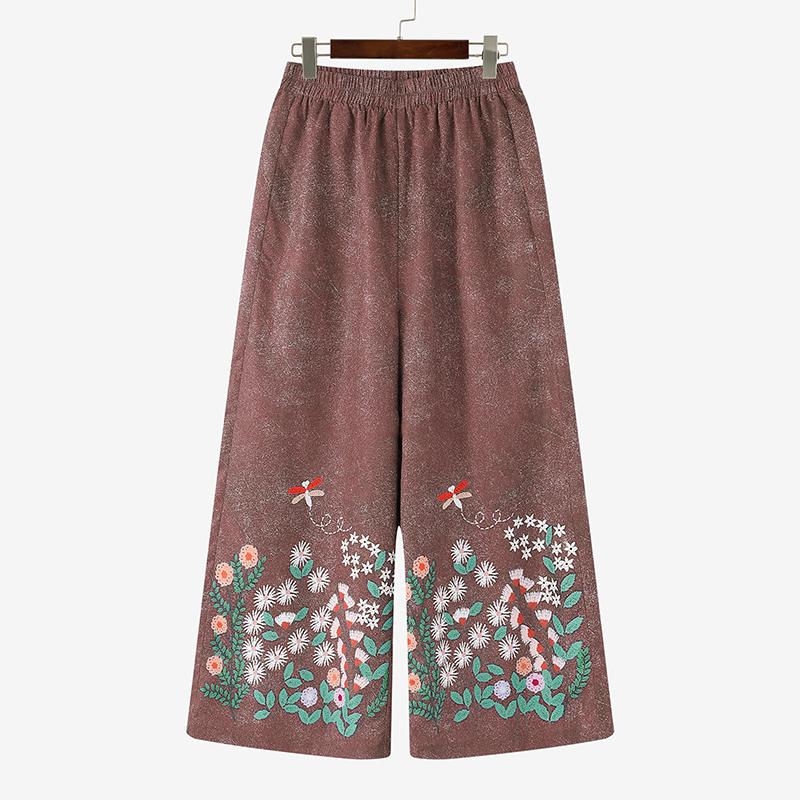 ZANZEA Dámské ležérní kalhoty s elastickým pasem, volné, s květinovým potiskem